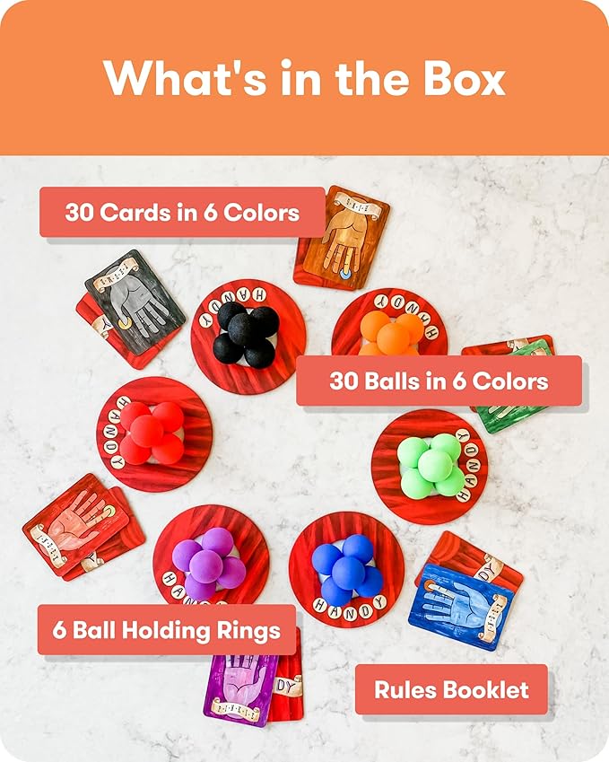 SimplyFun Handy - Family Game for Kids and Adults Ages 8+ - Fine Motor Skills Game with Soft Balls and Cards - Classroom, Party, or Family Game Night Fun
