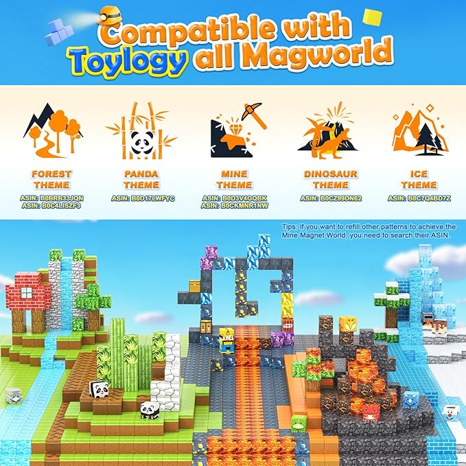 120PCS Large Magnetic Blocks-Build Mine Magnet World Ice & Sword Edition, Building Blocks Kids Toys STEM Sensory Toys for Ages 3-4 5-7 8-13, Gifts for 3 4 5 6 7 8 Year Old Boys Girls