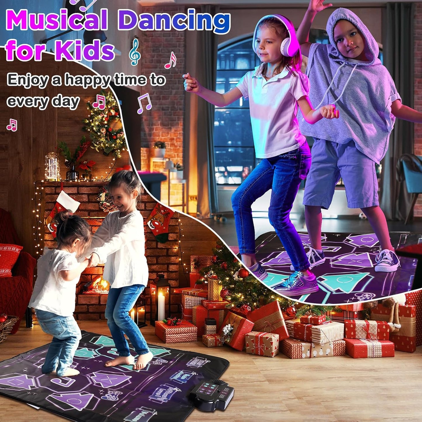 Double Dance Mat Ideas for Dance Challenge Palymat, Optional Single & Double Player Game Modes, Built-in Music, Three Levels of Difficulty Toys Gift for Ages 3-12 (Classic Edition)