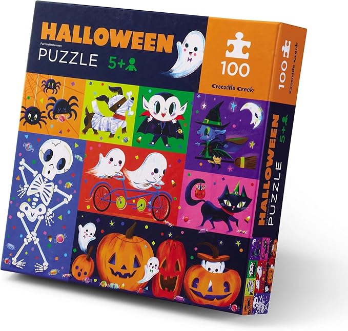 Crocodile Creek 100-Piece Jigsaw Floor Puzzle, Large 17" x 12" Completed Size, Designed for Kids Ages 5 Years and up, Halloween