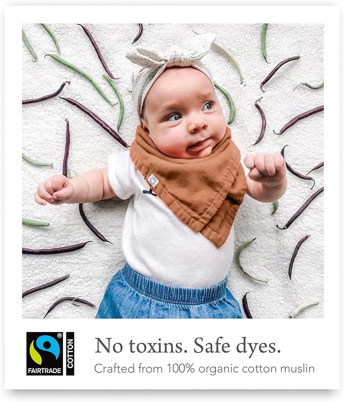 Kishu Baby Indi Organic Baby Bandana Bibs – Fairtrade 4-Way Reversible Drool Bibs for Boys & Girls – Unisex (Set of 5)