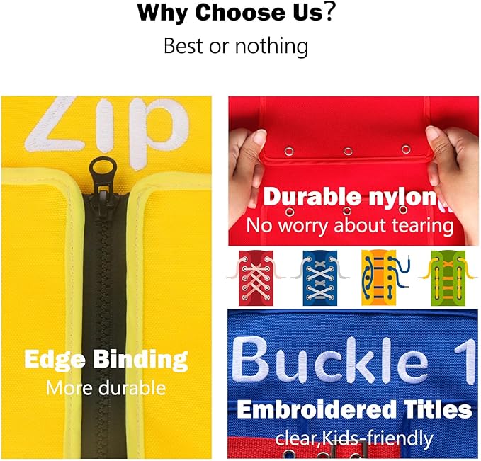 Montessori Fine Motor Toys for Toddlers, Basic Life Skills Early Learning Sensory Toys for 2 3 4 5 Year Old Xmas Gifts, Learn to Dress Preschool Homeschool Kindergarten Must Haves