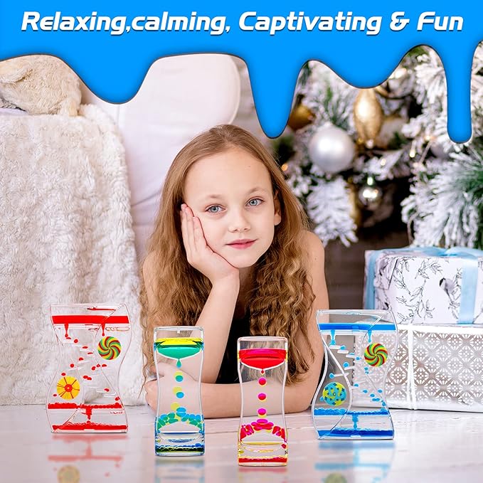 XINBAOHONG Liquid Motion Bubbler Sensory Toy for Kids and Adults 4-Pack，Calming Stress Relief Fidget Toys for ADHD Autism, Office Desk Decor