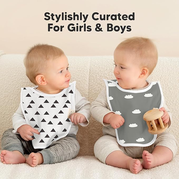 8-Pack Baby Bibs for Boys, Girls - Pullover Bibs for Drooling Teething Baby Girl & Boy Toddler, Newborn, Soft & Absorbent, Cute Colors, Large Torso Coverage Keep Infant Clean & Dry (Crossroads)