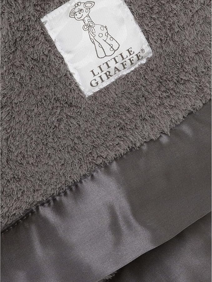 Little Giraffe Baby Blanket - Blanky - Soft Blanket with Satin Trim - Baby Stroller Blanket - Newborn Baby Essentials & Baby Gifts - 17x17 - Charcoal