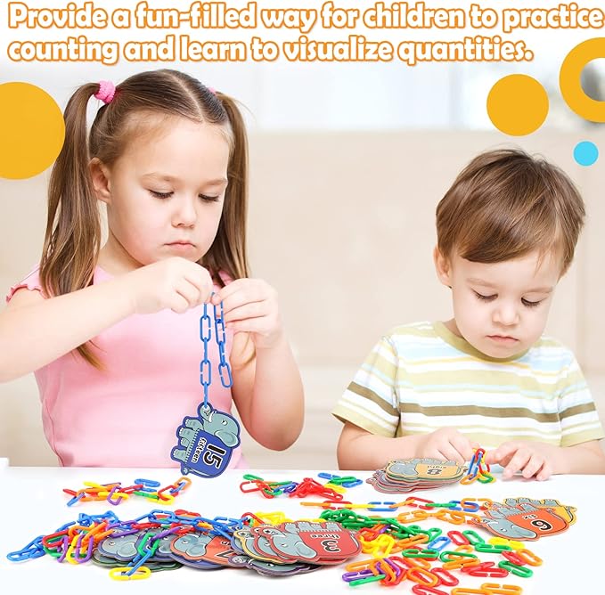 Aizweb 240pcs C-Clips Hooks Plastic Chain Links - Counting & Linking Activity Kit, Sensory Toys for Toddlers, Develops Kid's Fine Motor and Color Recognition & Sorting Skills,Educational Learning Toys