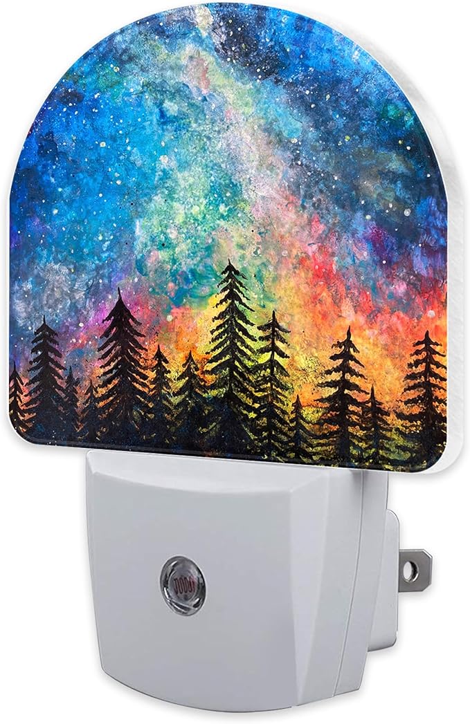 Northern Lights and Forest Night Light for Kids,Milky Way Galaxy Trees Night Light Plug in with Dusk to Dawn Sensor,0.5w Energy Saving Nightlight for Hallway Stairway Kitchen Bedroom