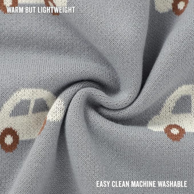 Baby Swaddle Blanket for Boys - 100% Oeko Tex Certified Natural Cotton Buttery Soft Cozy Receiving Swaddle Stroller Blanket for Shower Gift Registry for Newborns, Infants, Toddlers (Cars - Grey)