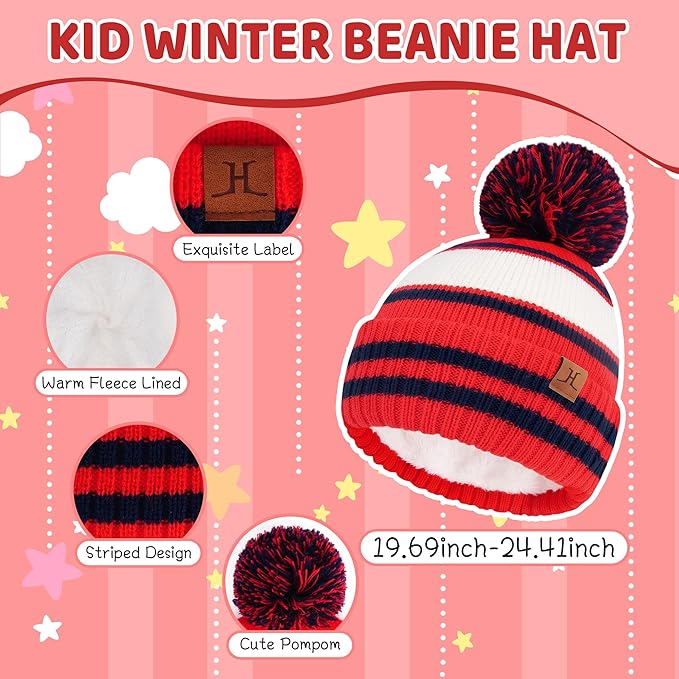 FZ FANTASTIC ZONE Kids Toddler Winter Hat Beanie with Warm Fleece Ski Baby Hats for 2-7 Years Skull Cap Baby Boys Girls Gifts