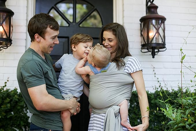 Boba Baby Wrap Carrier – Original Baby Sling Carrier for Newborns (7–35 lbs), Soft, Secure, Hands-Free & Ergonomic, Ideal for Comfortable Bonding, New Parents (Serenity Light Grey)