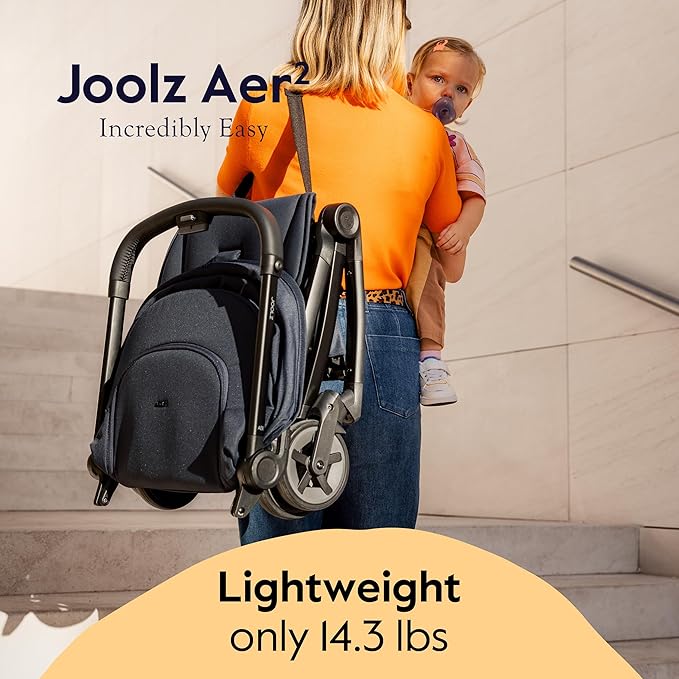 Joolz Aer2 Lightweight Travel Stroller for Baby & Toddler – Ultra-Compact One-Hand Foldable Stroller, Reclining Seat, UPF 50+ Canopy, Adjustable Leg Rest, Carry-On & Airplane Approved (Sandy Taupe)