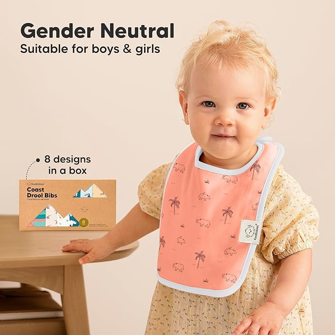 KeaBabies 8-Pack Organic Baby Bibs for Boys, Girls - Super Absorbent Cotton Drool Bibs for Baby Girl & Boy, Teething Toddler, Drooling Newborn, Ultra Soft & Machine Washable (Wildscape)