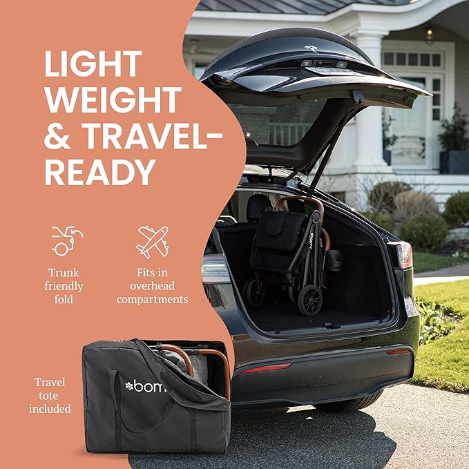 Bombi Bēbee V2 Lightweight Baby Stroller - Premium Vegan Leather, One-Hand Fold, Infinite Recline, Aircraft-Grade Aluminum Frame, XXL Canopy, and Ample Storage Umbrella Stroller - Hunter Green