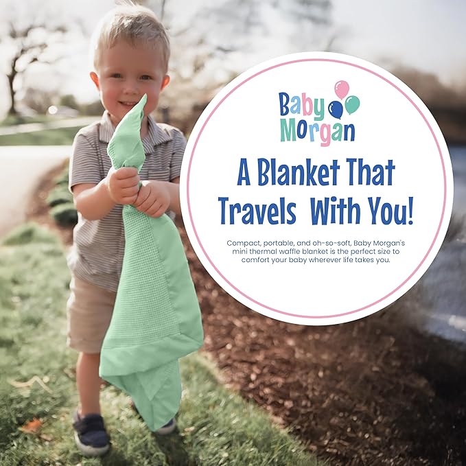 Thermal Waffle Knit Baby Blanket - Soft Breathable Mini Blanket for Newborns and Infants - Toddler Blankey for Strollers, Travel, Naptime, Nursery and More - 18" x 20" (Mint, Nylon Trim)