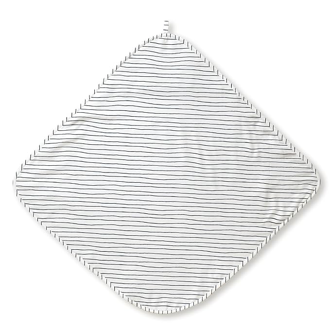 MakeMake Organics Organic Cotton Hooded Towel Baby Toddler GOTS Certified Organic Cotton Beach Poncho Towel Large Absorbent Non Toxic Neutral (Navy Stripes, Diagonally 35"x35")