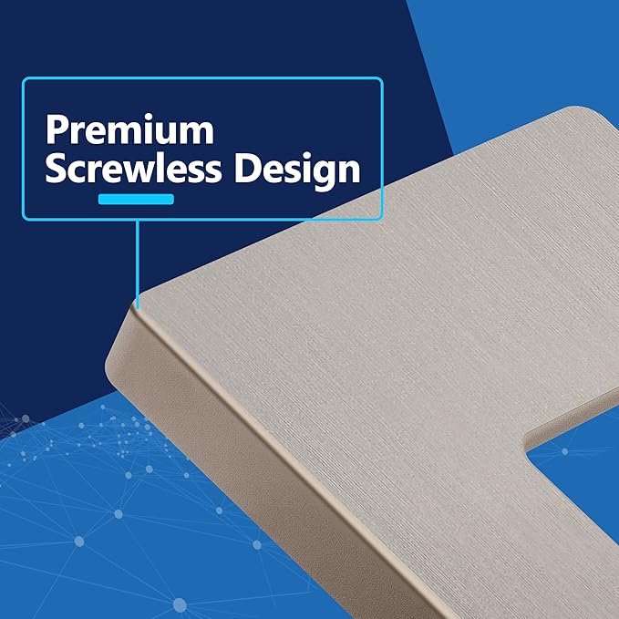 LIDER Brushed Finish Decorator Switch Cover, Screwless Wall Plate, Mid-Size 1-Gang 4.88" x 3.11", Unbreakable Polycarbonate Thermoplastic, UL Listed, LSWP-31M-BNK, Brushed Nickel