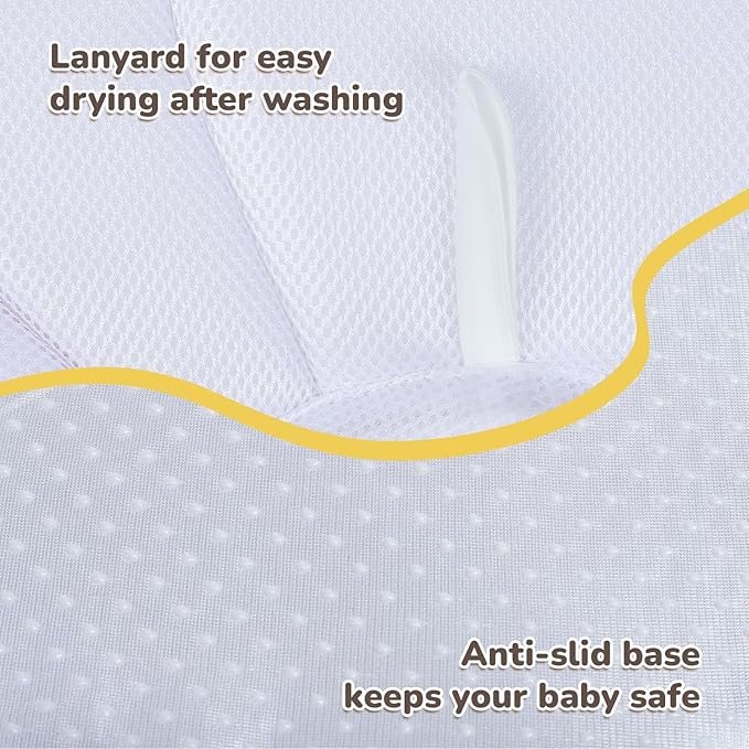 Baby Bath Pad for Infant Bathtub Sink, Non-Slip Flower Bathtub for Infants 0-6 Months, Soft Baby Sink Bath Cushion for Babies Bath Time, Newborns Bath Essentials Must Haves-Bee