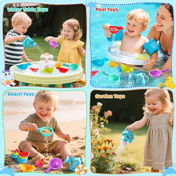 Fajiabao Baby Bath Toys for Kids Ages 1-3 8 PCS Toddler Bath Toys Mold Free with Floating Ducks & Water Toys in Bathtub for 1 2 3 4 5 6 Christmas Birthday Gifts