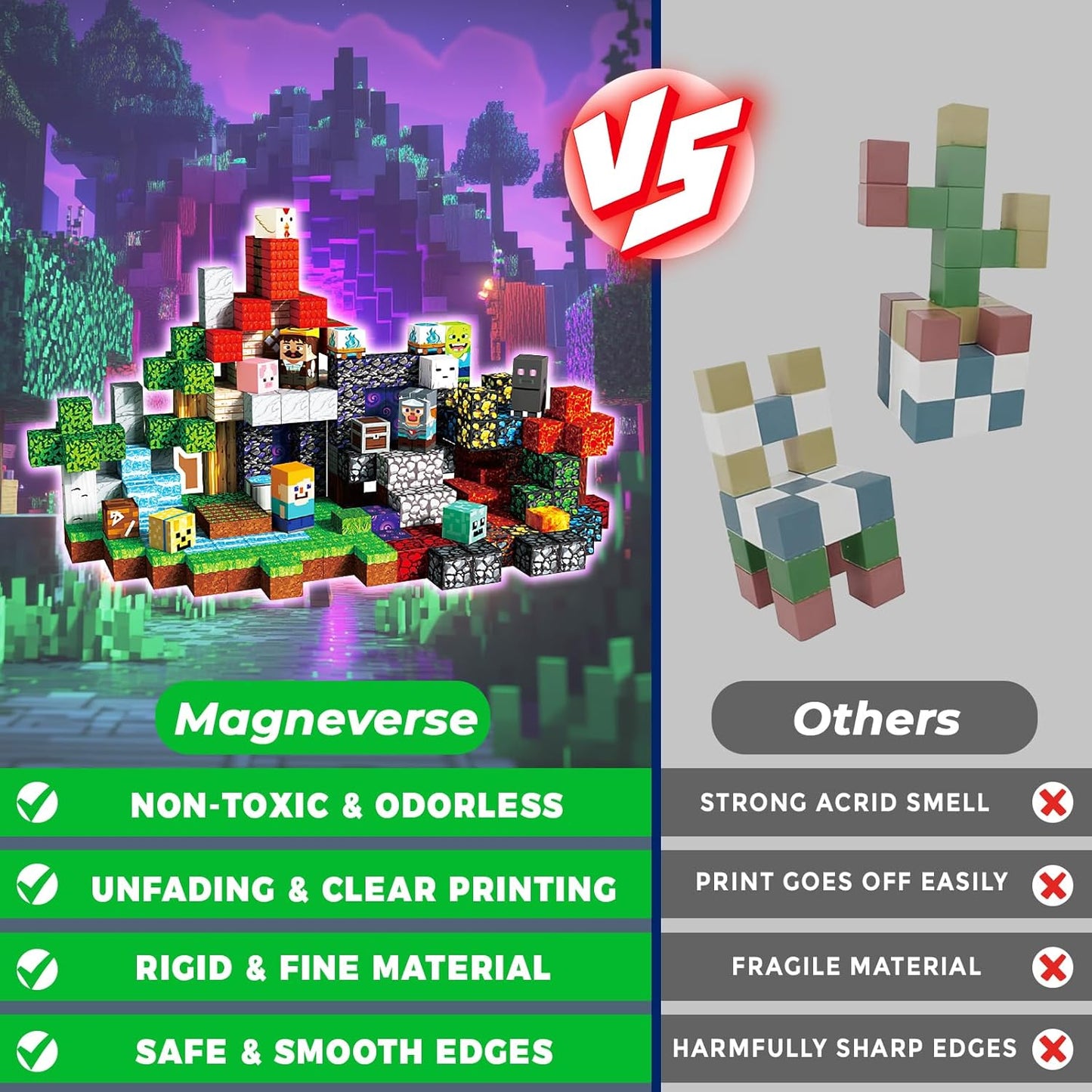 300 PCS 0.8in Magnetic Blocks - Magnet Toys for Kids, Magnetic Building Blocks Cubes, Stacking Magnets, School STEM Toys Birthday Gifts for Boys and Girls Age 3+ Years Old (Theme: Portal)