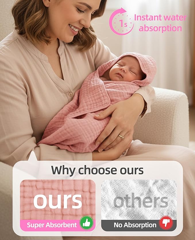 3-Pack Hooded Baby Towels for Newborn 100% Cotton Soft Babies Blanket Toddler and Kids Bath Towel Baby Essentials