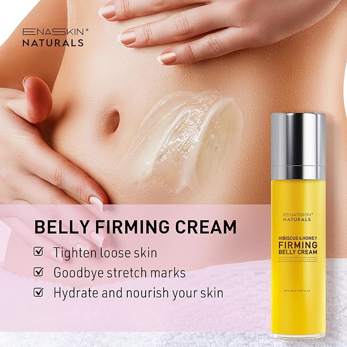 Enaskin Naturals Belly Firming & Skin Tightening Cream — Hibiscus and Honey Cellulite Lotion for Stomach, Thighs & Butt — Moisturizing & Lifting Body Lotion for Women, 100ML