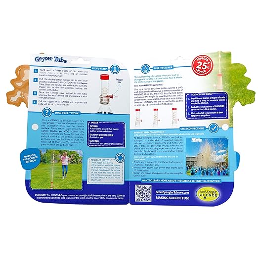 Steve Spangler Science Geyser Tube Experiment, Chemical Reactions Science Experiments for Kids, Amazing Geysers with Soda & Mentos Candy, School, Camp, Homeschool Science Kits, Incl: 1 Tube