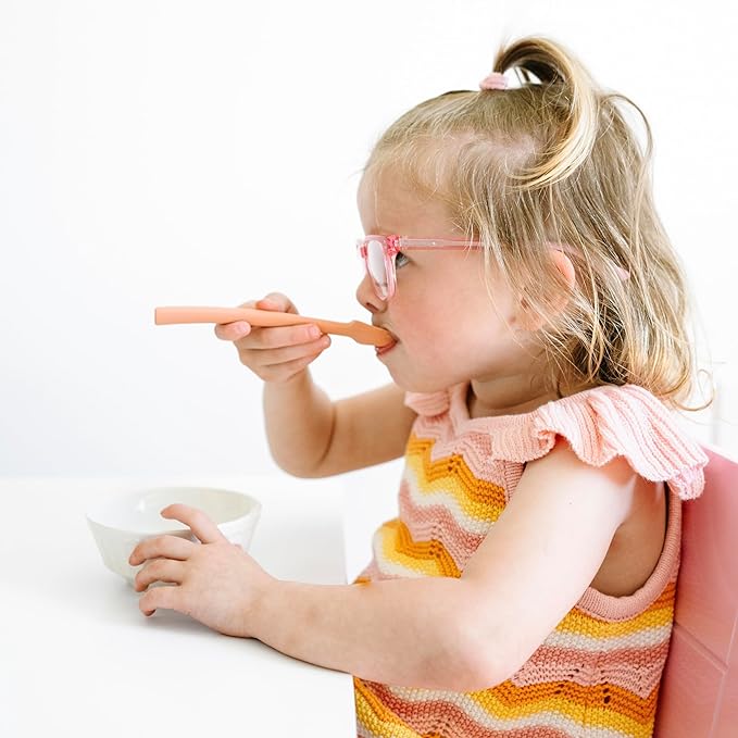 Ryan & Rose Ultimate Baby Utensil Set of 3 Silicone Baby Spoons Silicone feeding set for baby led weaning, self feeding 6 months, toddler utensils (Terracotta)