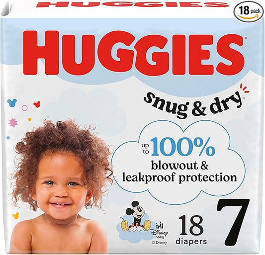 Huggies Size 7 Diapers, Snug & Dry Baby Diapers, Size 7 (41+ lbs), 18 Count, Packaging May Vary