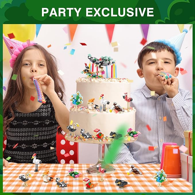 Sawaruita Party Favors for kids-20 Packs Fun Bird Building Blocks Sets Classroom Prizes-Birthday Goodie Bags Stuffers for Kids-Mini Animal Blocks Toys for Valentine's Day, Christmas Party（20in 2）