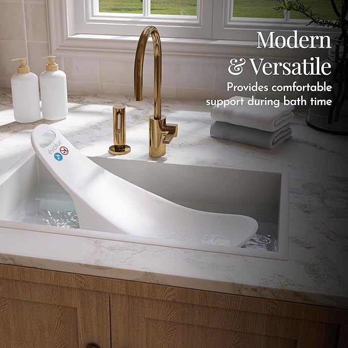 Evolur Supple Baby Bath Hammock – Portable Infant Bath Support with Built-in Handle & Anti-Skid Legs | Safe Newborn Bath Seat for Home, Travel & Everyday Use