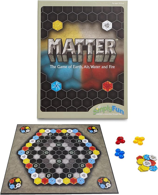 Simply Fun Matter Board Game – Area Control Strategy Game for Teens and Adults Ages 10+ – Includes Game Board, 92 Element Tiles, 56 Elementals, 14 Matter Tiles, 4 Player Screens, 2 Bags – 2-4 Players