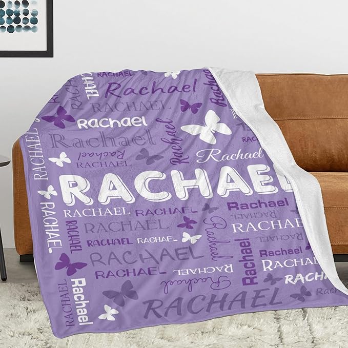 Personalized Throw Blanket with Name Custom Blankets Customized Baby Blanket for Girls Kids Adult Birthday Gift