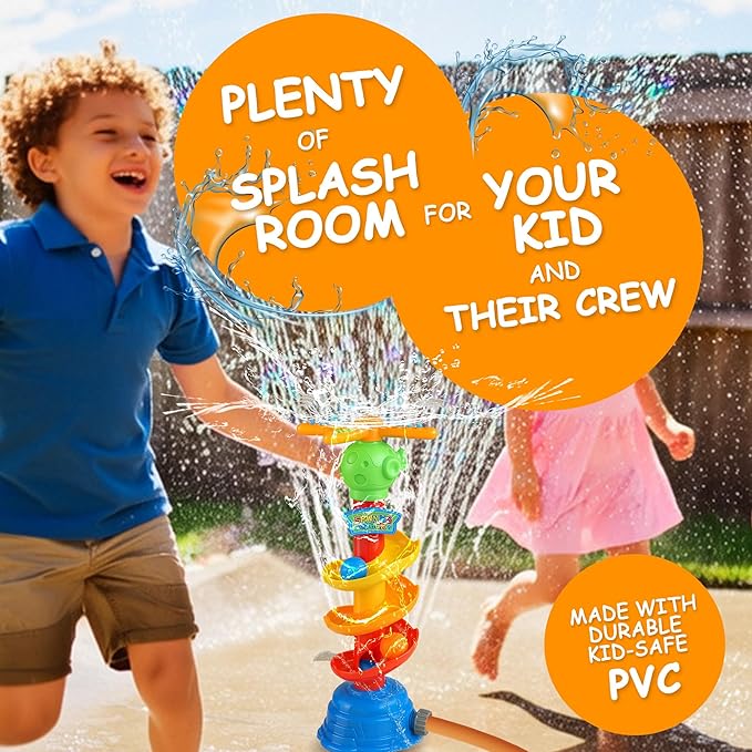 Water Rocket Sprinkler for Kids, Outdoor Sprinkler Rocket Launcher Toy for Backyard, Summer Water Toys for Kids Ages 3-12, Fun Water Powered Rocket Toy (3-in-1-ball)