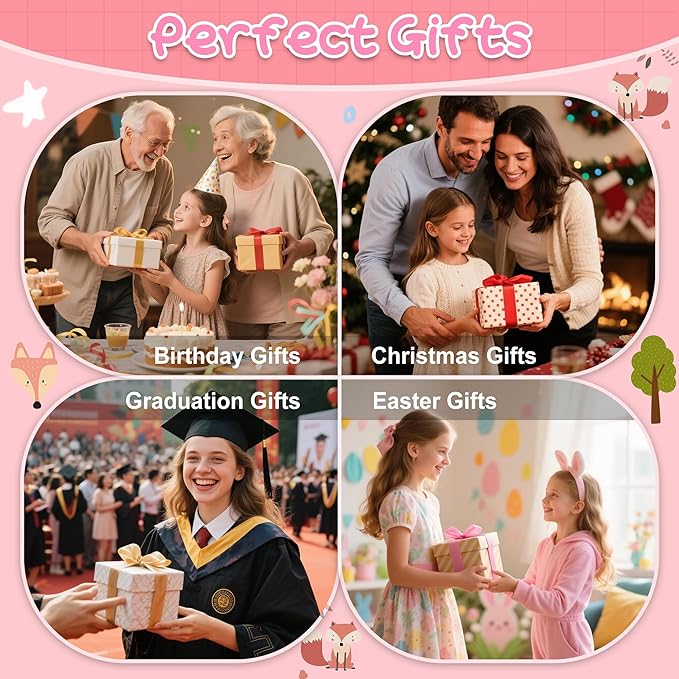 Fox Lamp for Girls, Pink Silicone Squishy Fox Shaped, 20 Mins Auto-Off Rechargeable Dimmable Night Light, Fox Gifts for Nursery Baby Girl Women, Christmas Idea