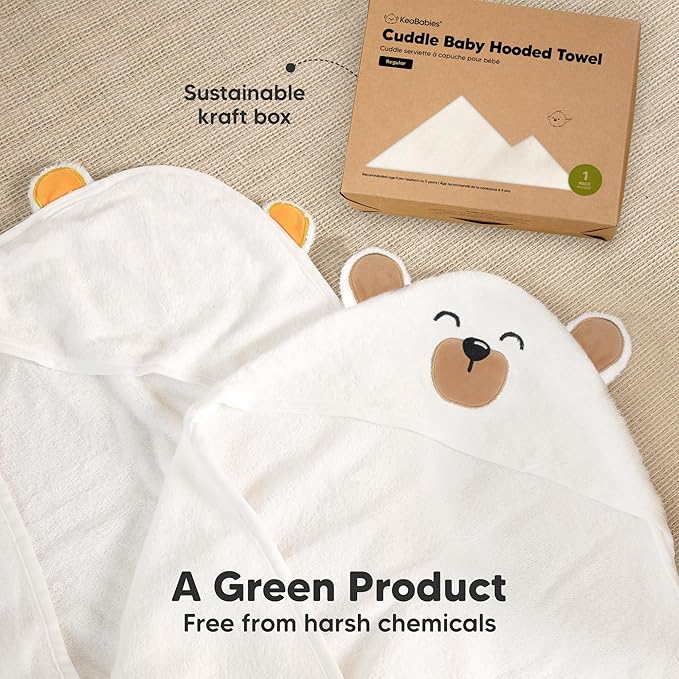 KeaBabies Hooded Baby Towel for Newborn - Viscose Derived from Bamboo Large Baby Bath Towels with Hood for Boys, Girls, Toddler, Extra Absorbent & Soft Newborn Bath Essentials (Rooster, Regular)