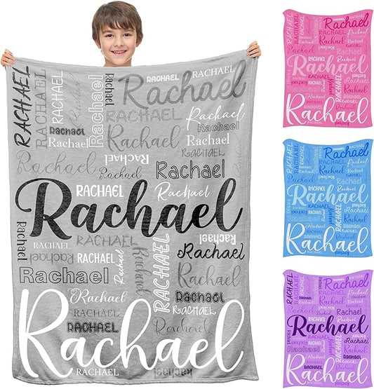 Customized Name Blanket for Boys Girls, Personalized Blankets with Kids Name for Birthday Christmas, Cozy and Fluffy Crib Blankets for Toddler Newborn Infant Christmas Birthday Baby Shower