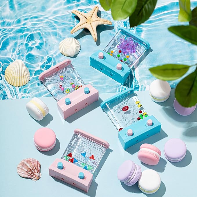 Sumind 10 Pieces Handheld Water Game for Kids Mini Water Ring Toss and Basketball Hoop Toy 90s Retro Mini Games for Goodie Bags Stuffers Birthday Return Gifts Classroom Rewards(Pastel,Lively Style)
