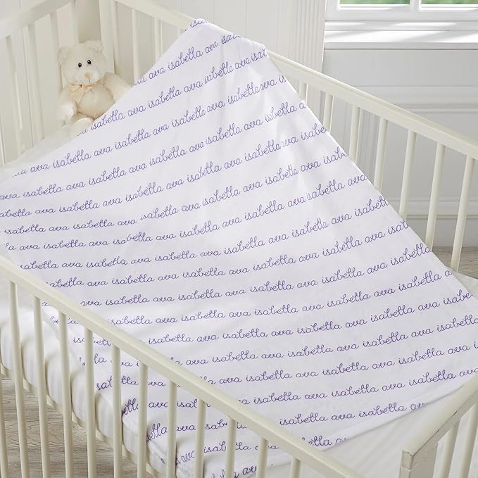 Personalized Baby Blanket for Kids Girls Boys. Custom Baby Blanket with Name for Newborn Swaddle Toddler, Nursery Decor Kids Blanket. (Playful Name - White Background)