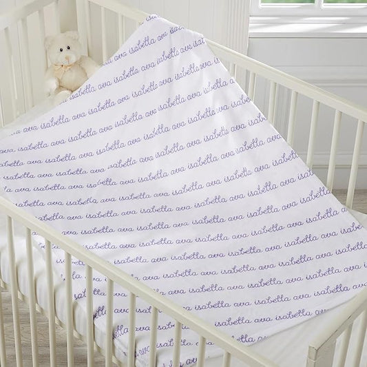 Personalized Baby Blanket for Kids Girls Boys. Custom Baby Blanket with Name for Newborn Swaddle Toddler, Nursery Decor Kids Blanket. (Playful Name - White Background)