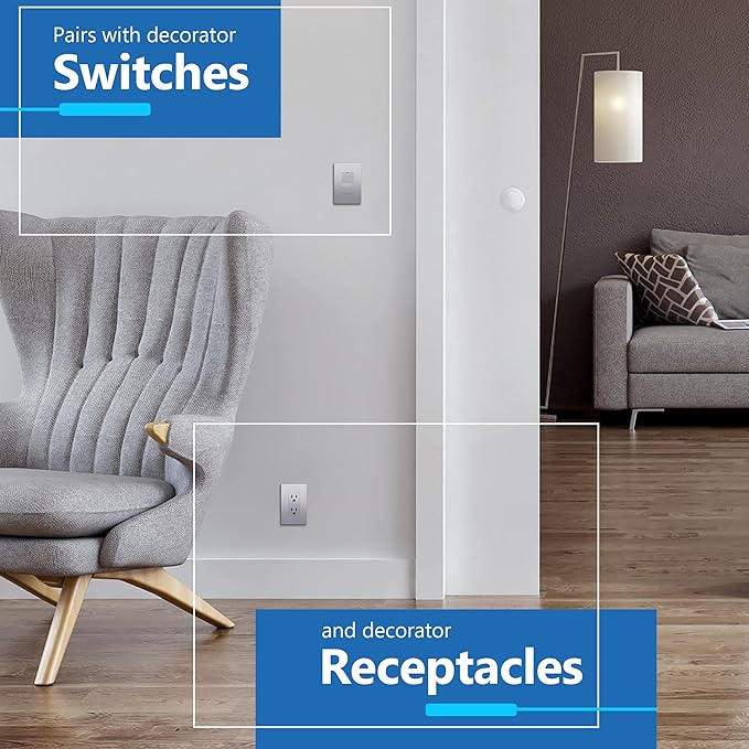 LIDER Matte Finish Decorator Switch Cover, Screwless Wall Plate, Mid-Size 1-Gang 4.88" x 3.11", Unbreakable Polycarbonate Thermoplastic, UL Listed, LSWP-31M-SV, Silver