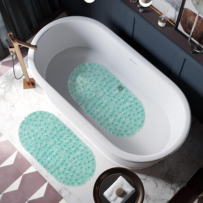 Vannokor Bath Mats for Bathroom Tub 27x14 Inch,Bath Mat for Tub Feels Great on Tired Feet, Friendly Machine Washable Shower Tub Mats with 167 Big Suction Cups,Shower Mat,Bath Tub Mat,Green