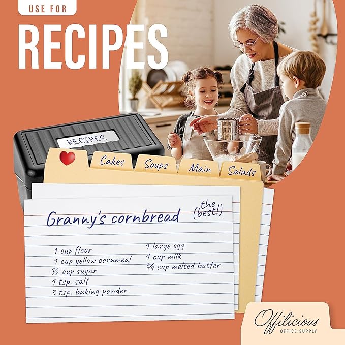 25 Heavyweight Manila Index Card Box Dividers - 3x5 with Tabs & 108 Stickers, Monthly & Recipe Guides, Greeting Card Dividers