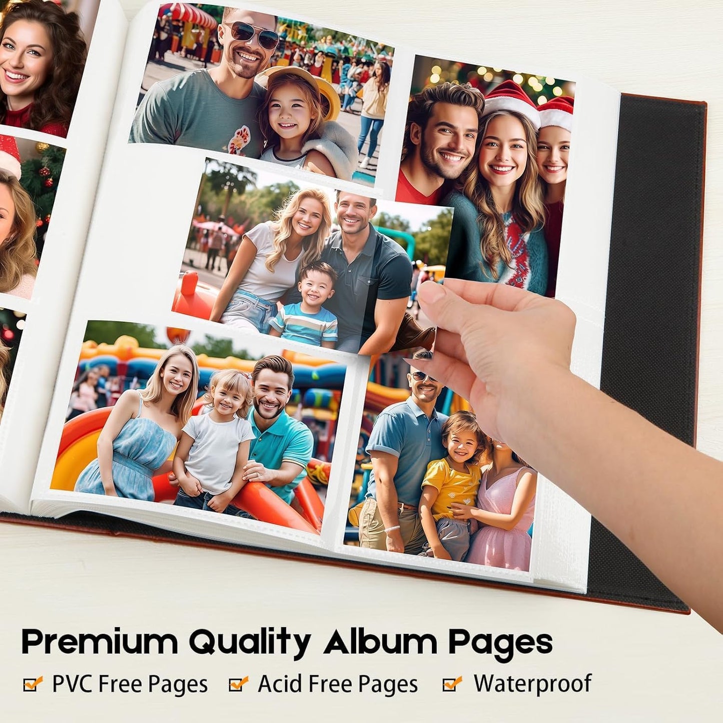 Aevdor 700 Pockets Photo Album 4x6, Extra Large Capacity Leather Cover Wedding Family Photo Albums Holds 700 Horizontal and Vertical Photos, Acid-free Pages 4x6 Photo Album with Front Window (Brown)