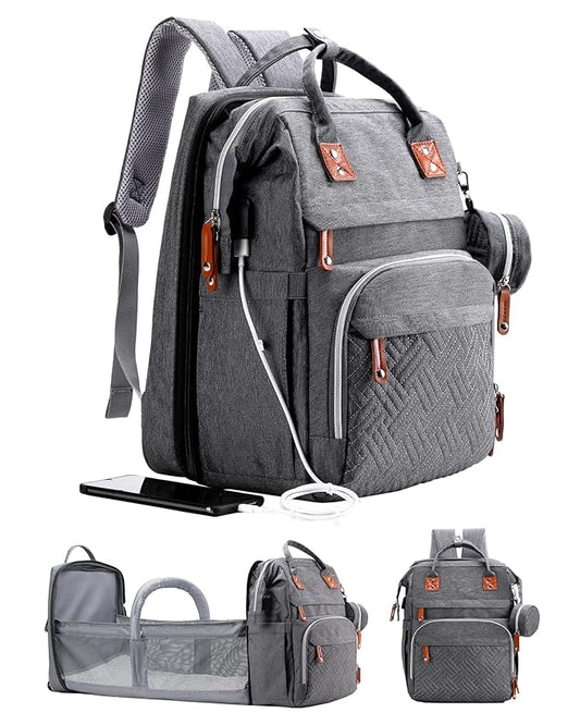 Diaper Bag Backpack with Changing Station, Extra Large Diaper Bag, Multifunctional Diaper Bag, Baby Bag, Deep Gray