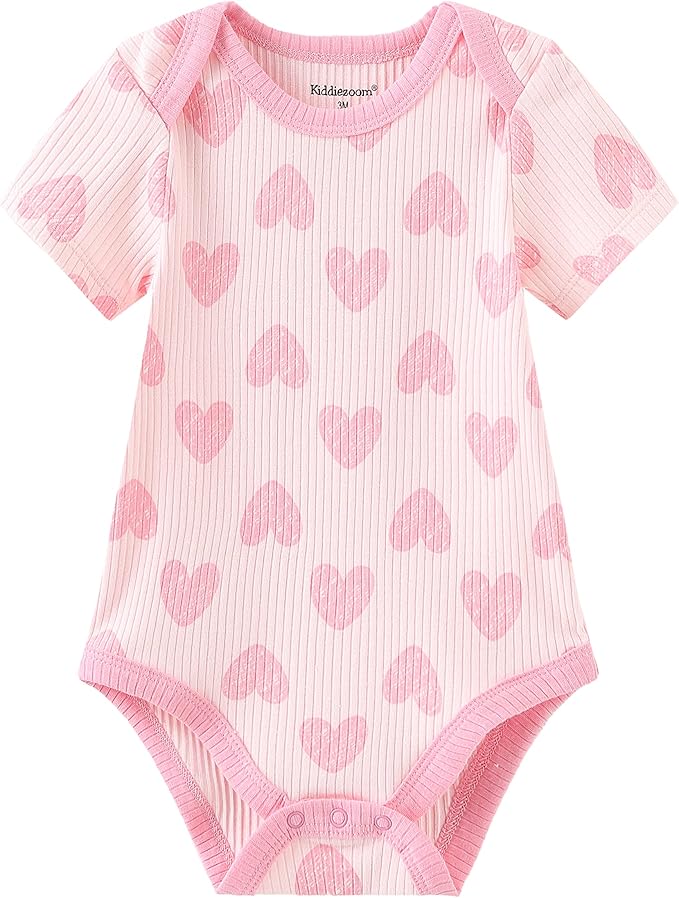 Kiddiezoom Newborn Baby Unisex Cotton One-Piece Bodysuits Baby Gift 5-Pack Baby Clothes