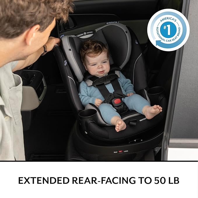 Evenflo Gold Revolve360 Slim 2-in-1 Rotational Car Seat with SensorSafe (Obsidian Black)