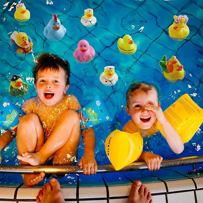 200 Pack Rubber Duck for Jeeps Ducking - 2" Bulk Floater Duck for Kids - Baby Bath Toy Assortment - Party Favors, Birthdays, Bath Time, and More (100 Varieties)