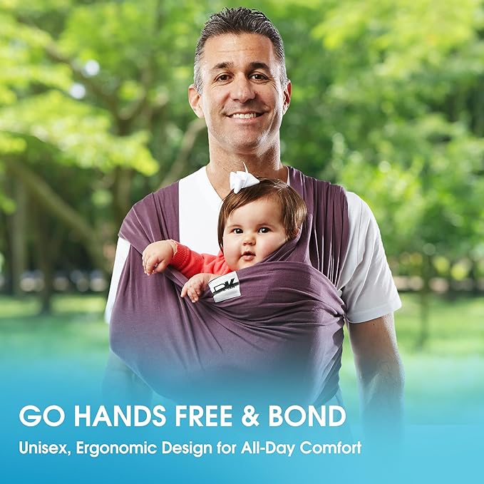 Original Baby K'tan Baby Carrier: #1 Easy Pre-Wrapped, Soft, Slip-On, No Rings, No Buckles | 5 in 1 Baby Sling Gift | The Best Hands Free Infant Wrap | Eggplant | X-Small