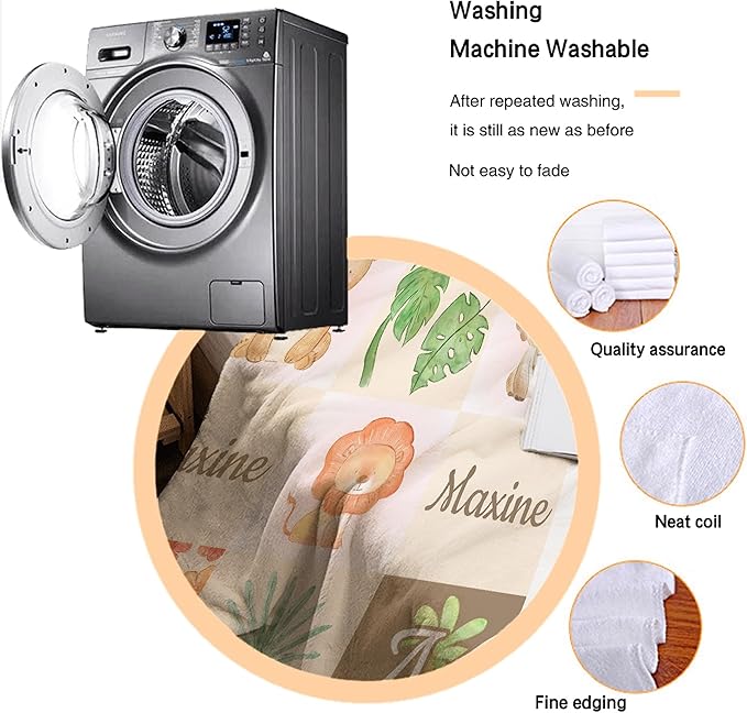 Personalized Baby Blanket for Girls Boys Animals Custom Baby Blanket with Name Swaddle Blanket for Toddlers Infants Kids Shower Newborns Nursery Stroller Crib Decor Throw Birthday Gift