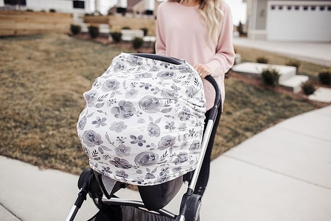Rowan Multi-Use Cover: Car Seat, Nursing, Stroller Cover - Stretchy Fabric, All-Season, Stylish Designs, Easy Access for Moms